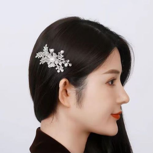 欧美跨境插梳气质新娘头饰古风汉服发饰珍珠水钻发梳淑女发型边夹