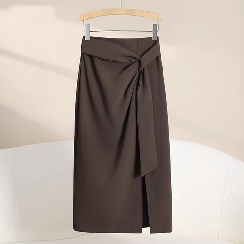 High-waisted invisible slit irregular semi-slip dress for women, spring and summer, OL temperament, medium-length asymmetrical suit dress