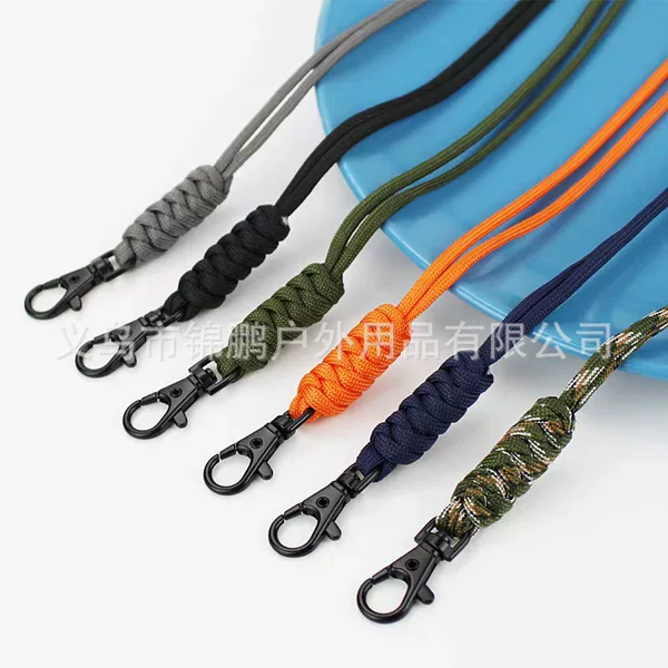 Hand-woven cross-border creative umbrella rope work permit lanyard key anti-lost mobile phone lanyard neck rope school card certificate