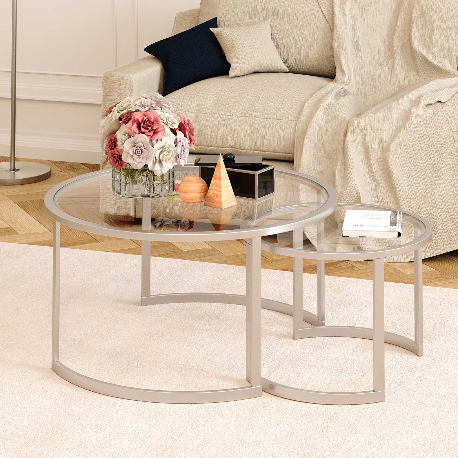 Mesa de café de vidrio mesa de té de lujo ligera sala de estar de alta calidad mesa de café minimalista de vidrio templado