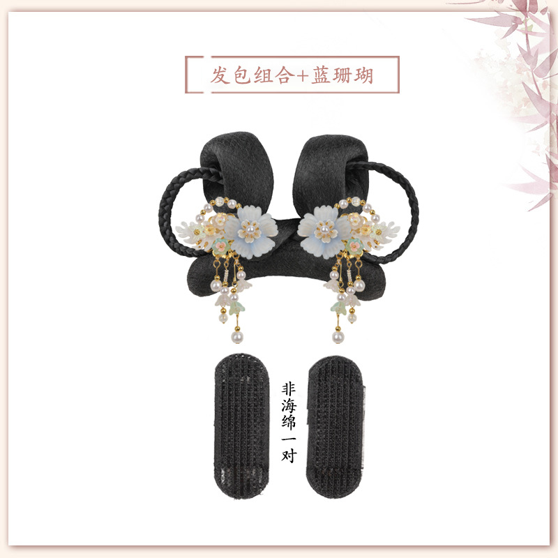 블루 산호 헤어 액세서리 쌍