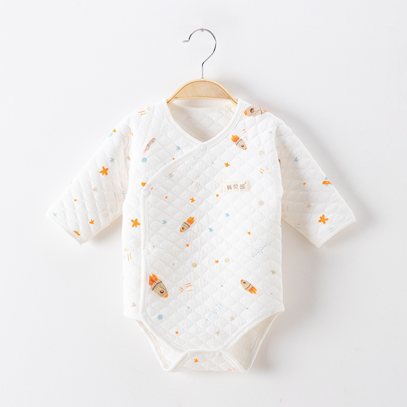 Bebé recién nacido vaina algodón recién nacido bebé primavera y otoño invierno ropa manga larga tocando fondo sin hueso mono mameluco