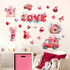 Cross-border new Valentine's Day gift truck LOVE self-adhesive wall sticker painting living room bedroom children's room decoration KSA-66