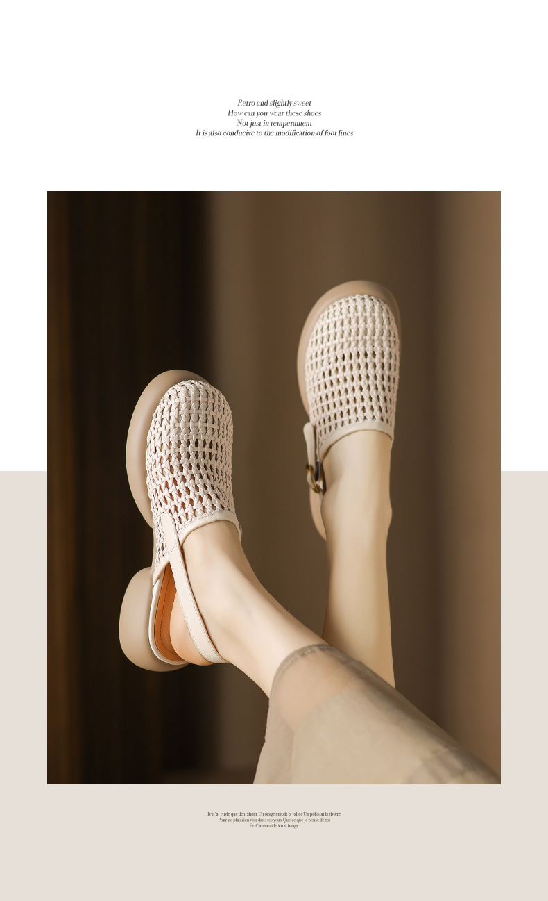 Sandal cao gót nữ đế dày gót vuông mũi hở phong cách La Mã — đen chi tiết 6