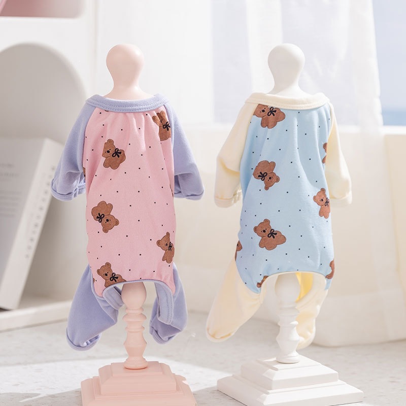 Primavera y verano mascotas impresa bolsa de dibujos animados abdominal ropa de cuatro patas perros y gatos ropa de abdominal ropa doméstica perros pequeños y medianos
