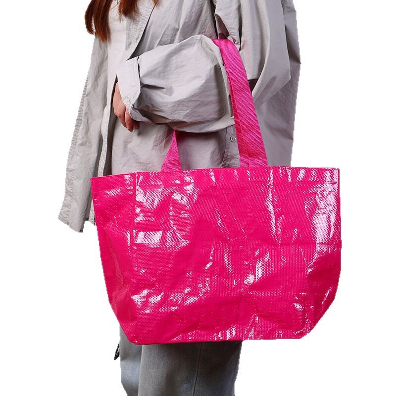 現品の空白の手提げ編み袋のオーダーメイドのロゴの服の広告の贈り物の膜のプラスチックは手提げ袋を編みます。|undefined