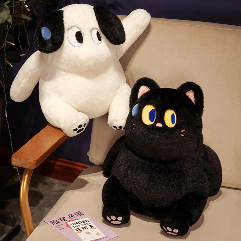 Ojos grandes sudor muñeca dormir almohada perro muñeca de peluche de juguete niña niños muñeca almohada siesta almohada