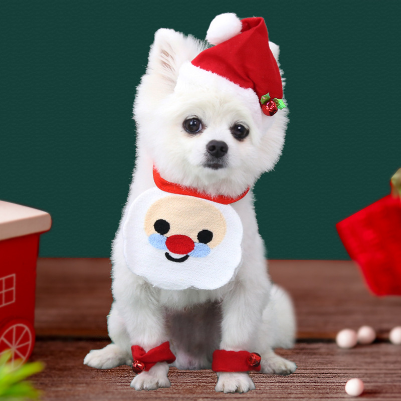INS nueva Corea del Sur Navidad alces pastel de caramelo nieve tesoro perro babero mascota saliva toalla gato perro bufanda
