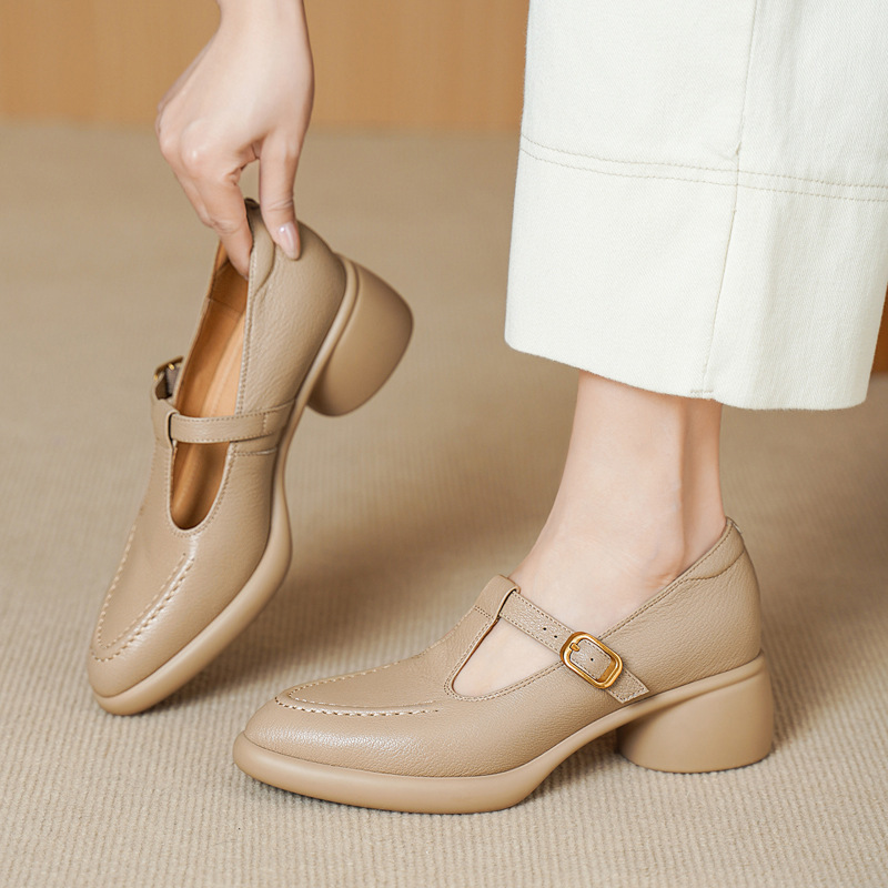 Ultra-Light and Soft Sheepskin Comfortable Versatile Mary Jane Shoes 2026 Spring Small Round Toe Thick Sole Soft Sole Genuine Leather Shoes for Women Ultra-Light and Soft Sheepskin Comfortable Versatile Mary Jane Shoes 2026 Spring Small Round Toe Thick Sole Soft Sole Genuine Leather Shoes for Women
