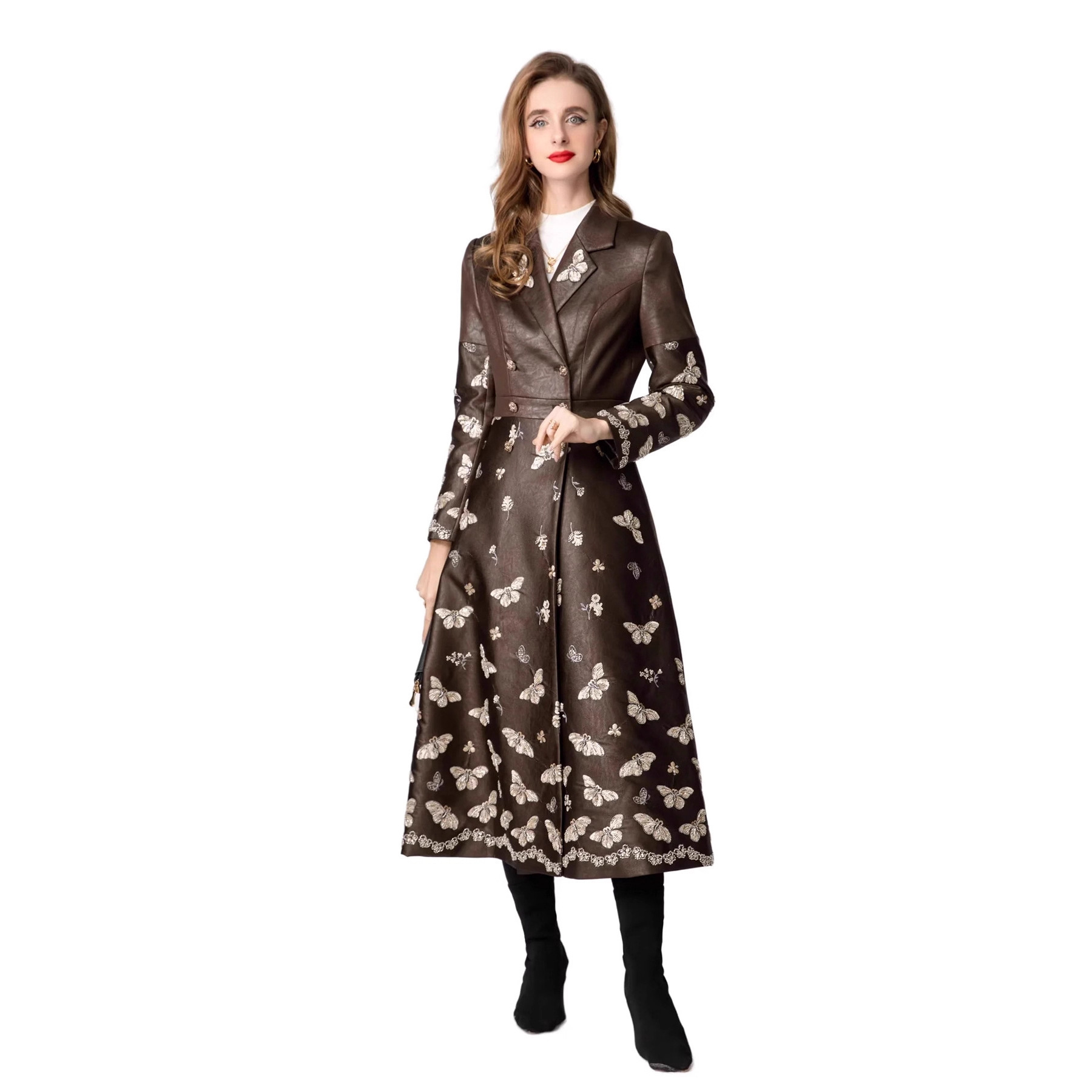 女装2025年秋季欧美风外套个性西装领收腰版型蝴蝶元素尽显气质