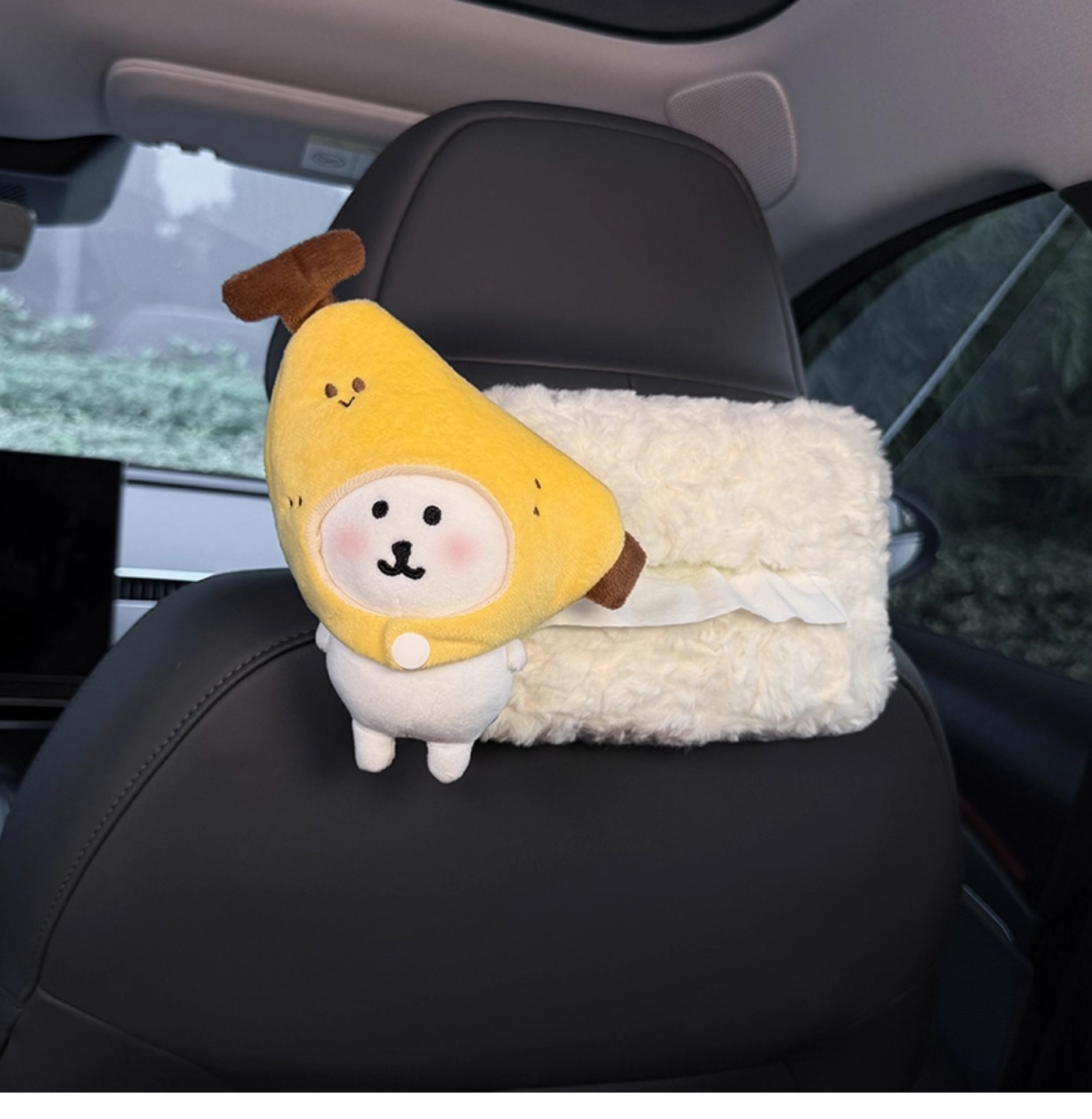 Cute Doll Car Tissue Box, 2025 New Model, Hanging on the Rear Headrest of the Car, High-End Style for Women