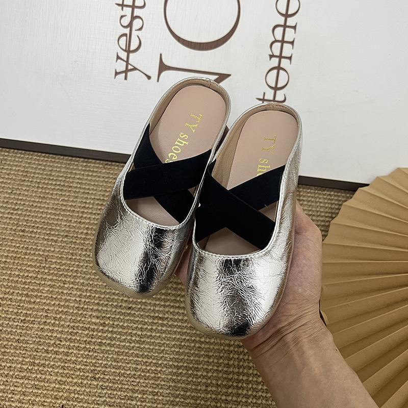 A generation of silver Baotou half slippers women's shoes children's slippers casual outdoor wear summer non-slip sandals