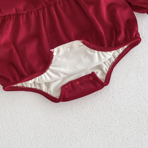ins baby clothes winter clothing red velvet warm baby New Year's clothing romper clothing 100th birthday bag fart clothing winter
