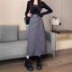 Grey Casual Suit High Waist Slimming Straight Skirt 2024 Mid-Length Rear Split Hip Covering A- Shaped Skirt