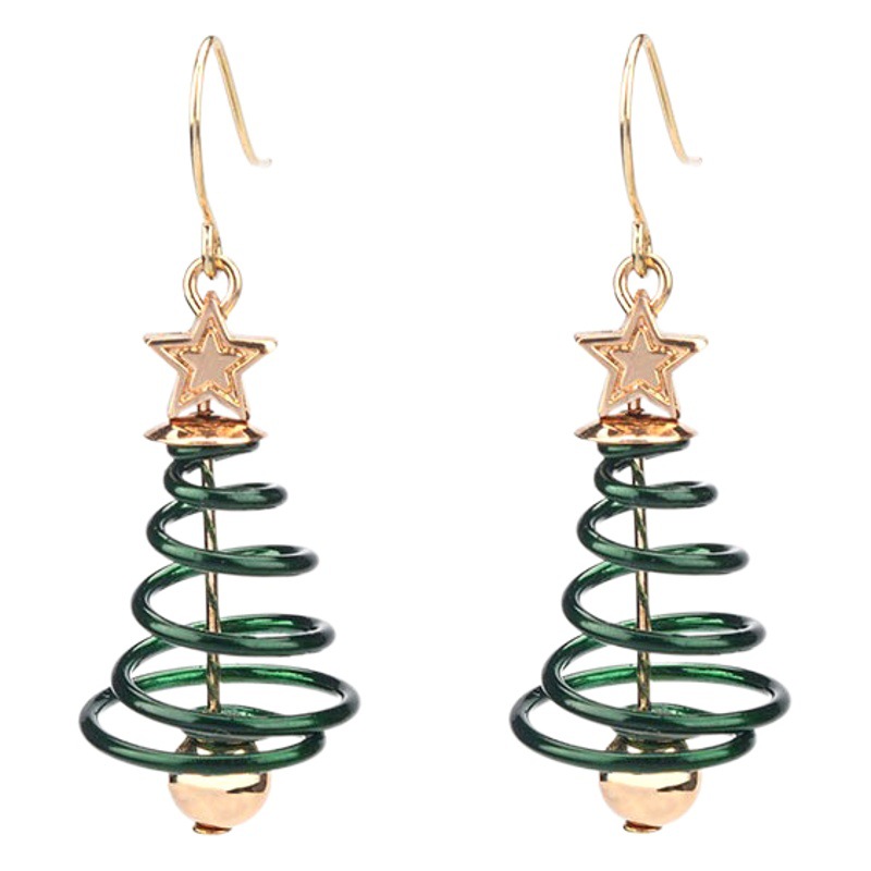Europeo y americano popular creativo multi-capa de pendientes de primavera pequeño fresco de cinco puntas estrella pendientes de moda árbol de Navidad Pendientes de mujer