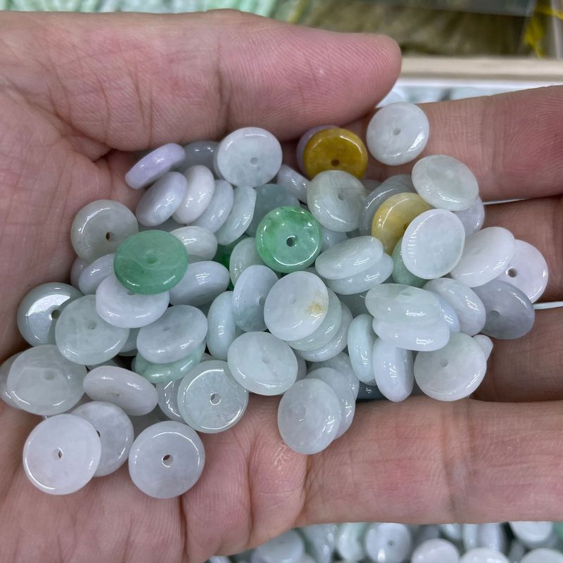 天然翡翠A货平安扣隔片配件镶嵌耳环DIY手链散珠腰链配饰配件玉石|undefined