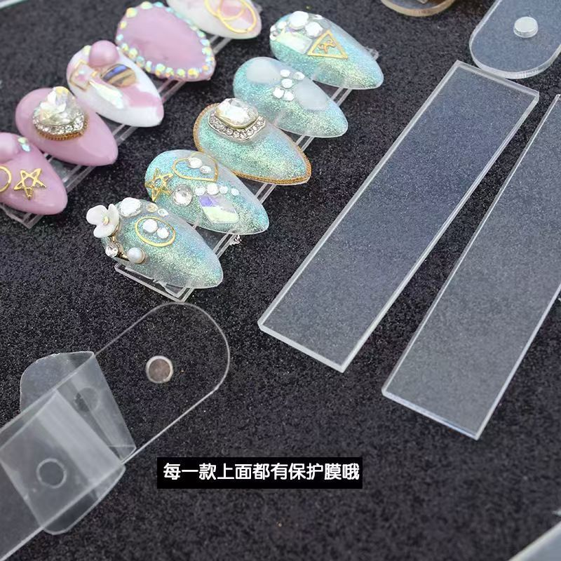 Nail Art Display Strip Transparent Acrylic Magnetic Display Strip Rectangular Transparent Strip Sample Display Board for Nail Tips