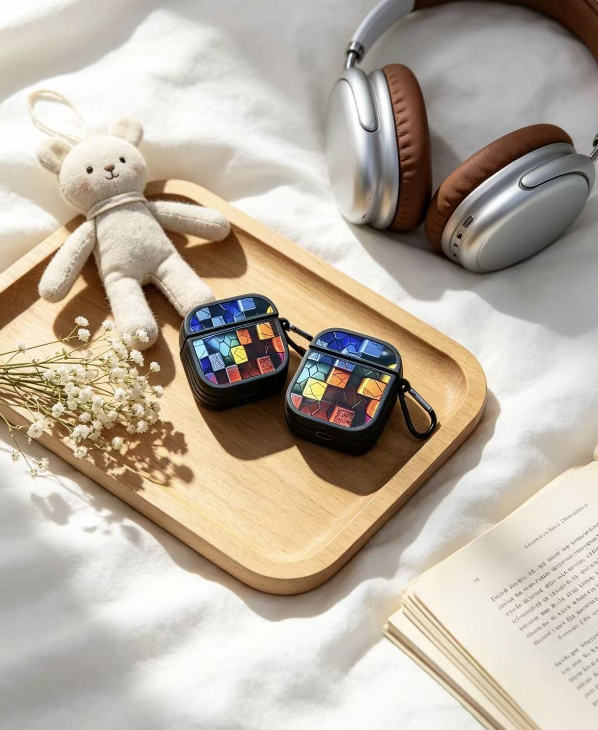 Cuadrado de color pequeño cintura de alta textura estuche de auriculares para Apple Airpods pro3 estuche de protección de auriculares anti-racabatado