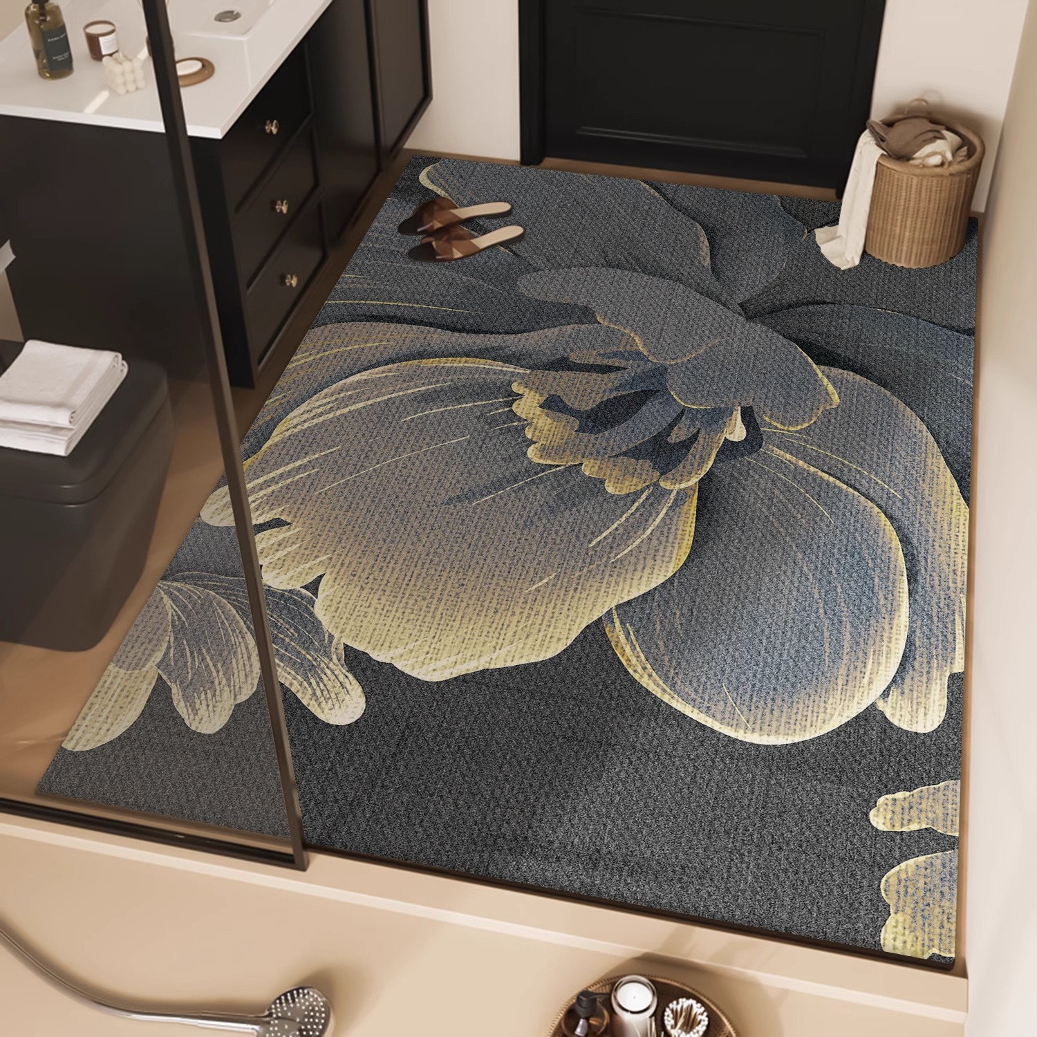 inodoro esterilla de suelo inodoro absorción de agua lavabo totalmente cubierto de barro de diatomitas esterilla antideslizante gran esterilla de entrada de inodoro