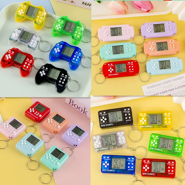 Cross-border Tetris game machine mini handheld handle psp electronic game machine keychain pendant hot sale