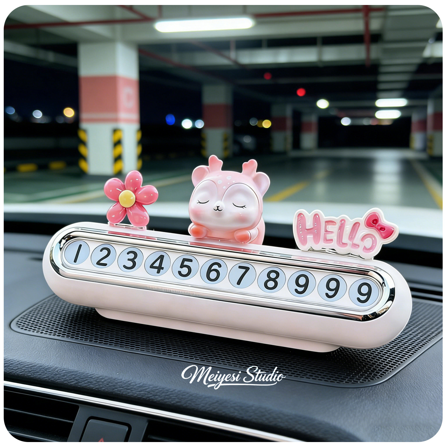 Tarjeta telefónica de movimiento de automóviles tarjeta de número de estacionamiento temporal de automóviles mujer lindo teléfono móvil de automóvil se puede ocultar en el automóvil