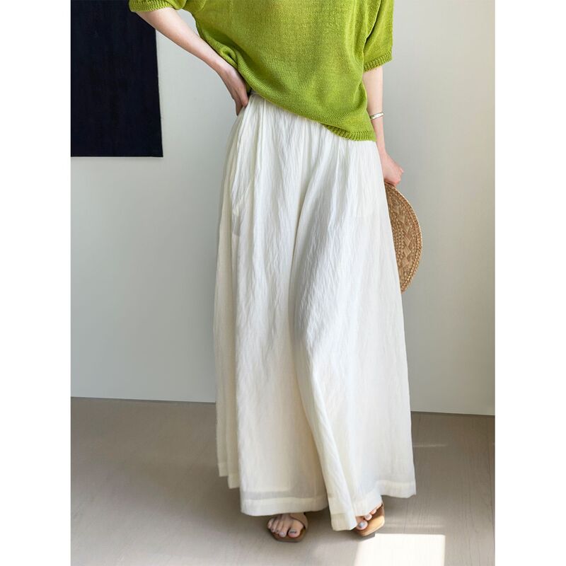 The End of the Natal Fluttering Pants ~ Cool Elegant Textured Wrinkled Culottes for Women with Large Legs and Elegant Pants 6068