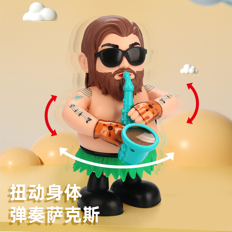 Douyin mismo baile eléctrico saxofón mano música swing bailando feliz tío juguete de los niños