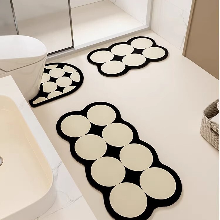 Bathroom Water-Absorbing Soft Diatomaceous Earth Mat, Non-Slip Foot Mat for Bathroom, Toilet Set, Household Washbasin Carpet