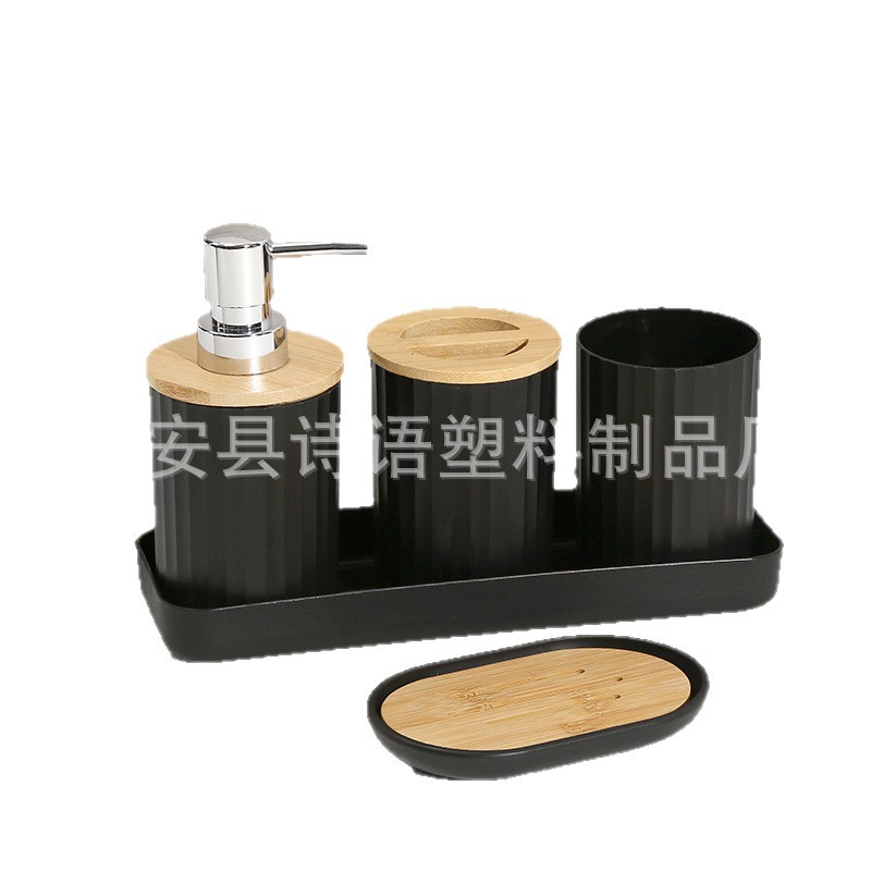 Baño doméstico con estriado 7 piezas para almacenar herramientas de limpieza artículos de higiene basura lavabo cepillo de inodoro taza hidráulica caja de jabón