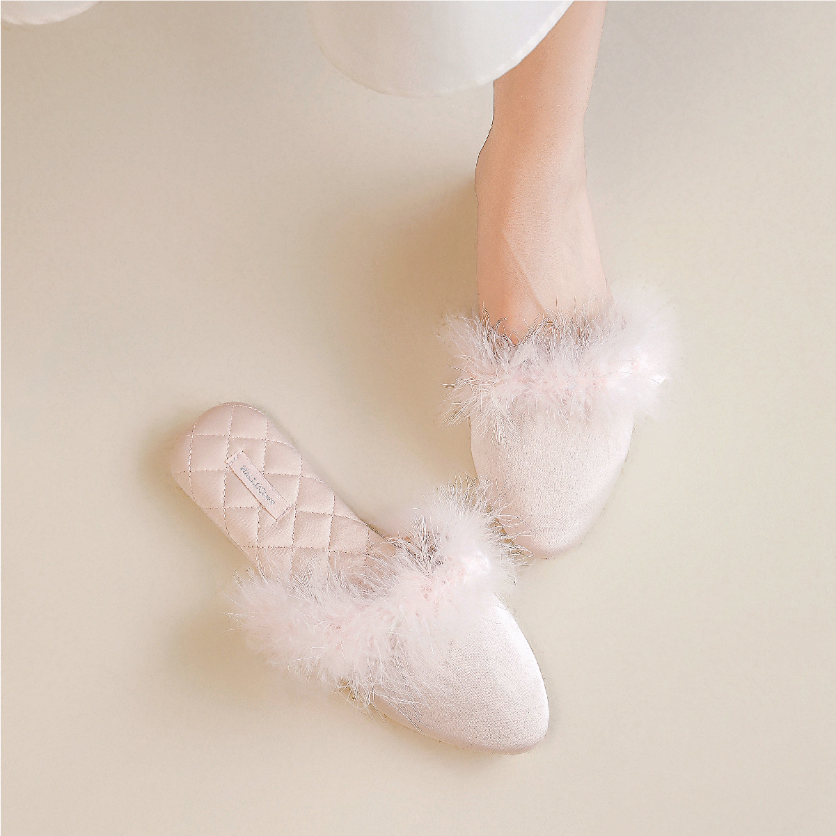halluci summer satin turkey wool slippers fashion ladies non-slip waterproof mute home slippers