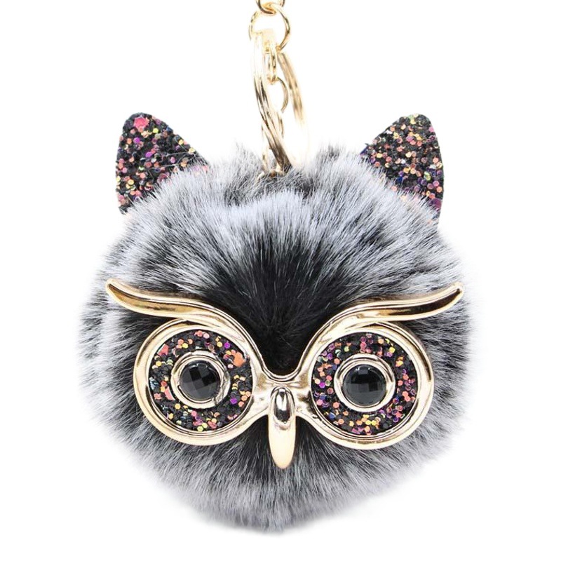 Koorol búho piel bola llavero lindo búho felpa bolsa colgante búho