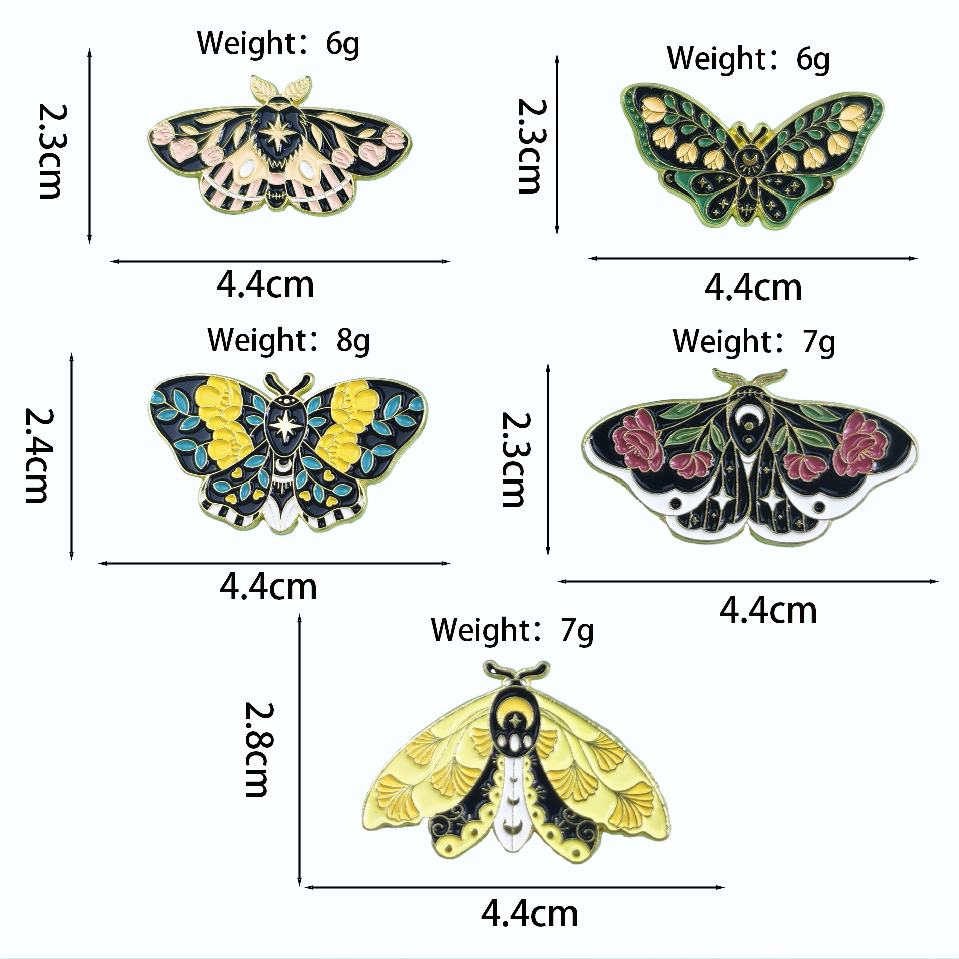 Broche en forma de mariposa de dibujos animados, aceite de gota de aleación, animal, insecto, ropa, top, alfiler, insignia, accesorios, spot al por mayor