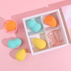 美妝蛋批發不吃粉彩妝蛋化妝海綿粉撲乾濕兩用定妝粉色大理石套裝