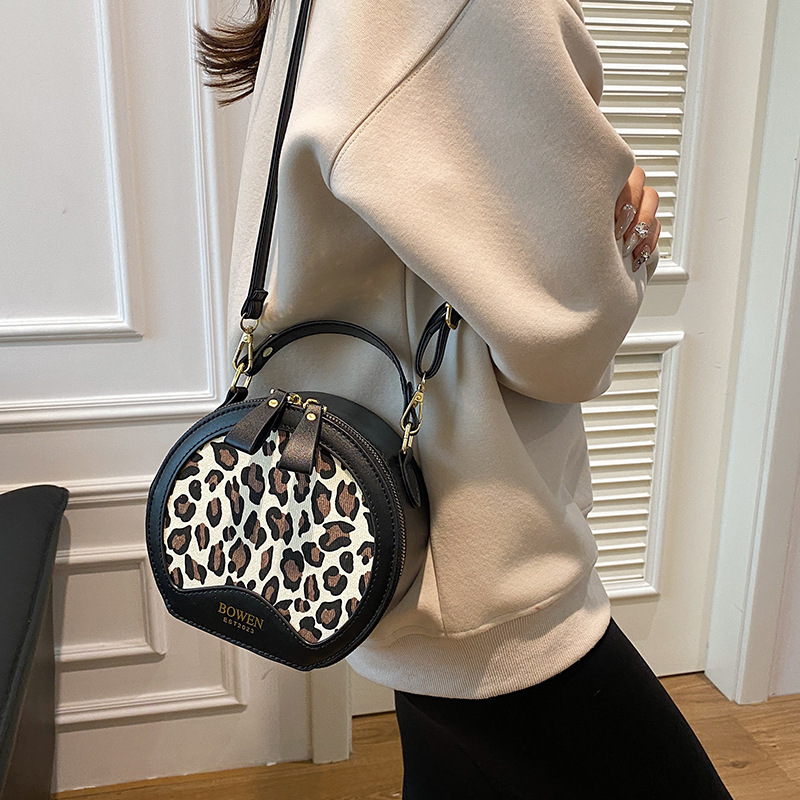 Women's 2024 popular niche fashion plaid crossbody texture handheld small round bag_voghion.com