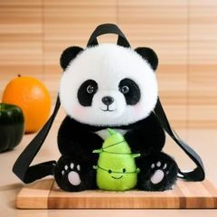 卡通新款双肩包毛绒大头熊猫大容量玩偶可爱卡通浣熊书包七仔背包