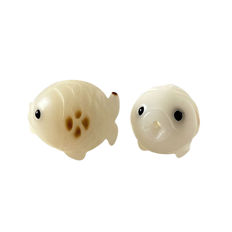 白玉菩提根雕刻小锦鲤散珠手工diy串珠手串手链文玩配饰配件批发|undefined