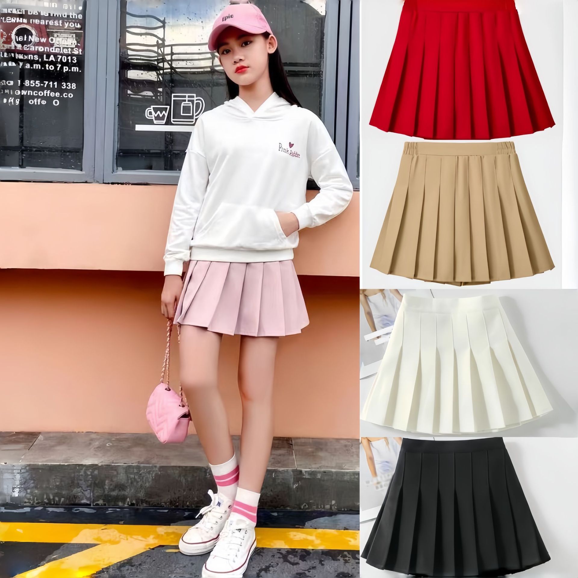 Children's Pleated Skirt 2024 Autumn Girls Versatile White Jk Skirt Black Korean Style Sweet Girls' Skirt Short Skirt