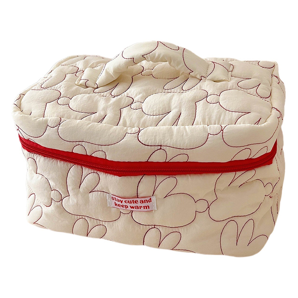 Bolsa de cosméticos de conejo rico lindo nicho de almacenamiento femenino estudiante portátil de gran capacidad acolchada bolsa de muñeca de conejo de algodón