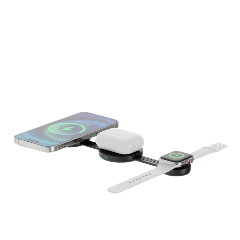 Multifunción tres en uno inalámbrico de carga rápida plegable de escritorio adecuado para teléfono móvil Apple soporte de auriculares cargador inalámbrico