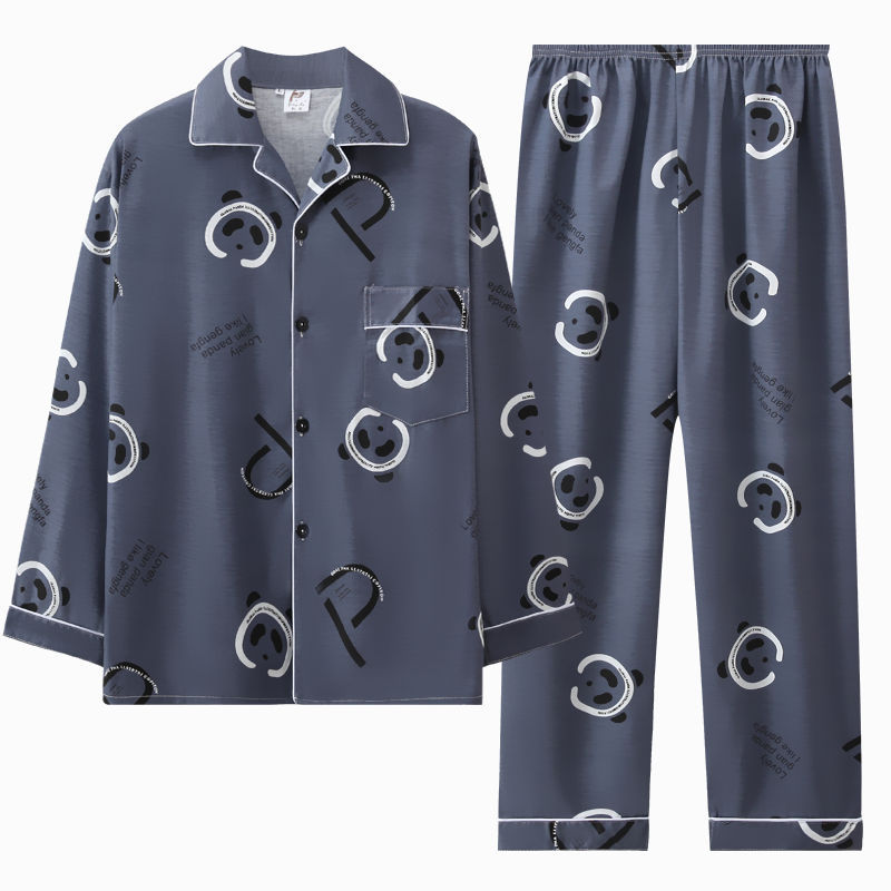 Pijamas de primavera y otoño de algodón de manga larga para hombres pijamas de otoño e invierno para hombres jóvenes de mediana edad delgada día de verano traje de uso doméstico