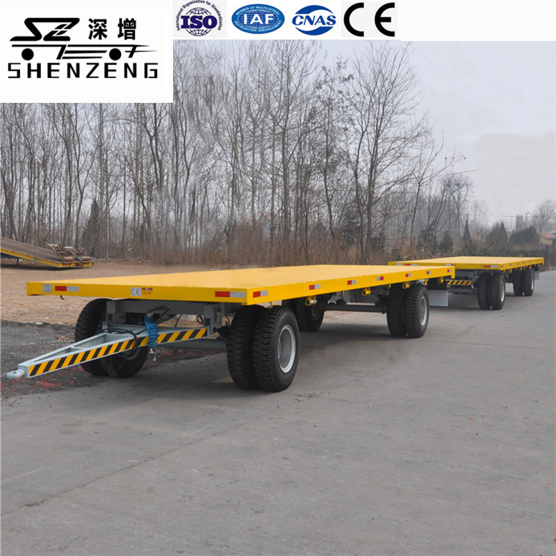 15吨充气轮胎平板全挂拖车 拖拉机拖斗  可选配刹车 防护栏