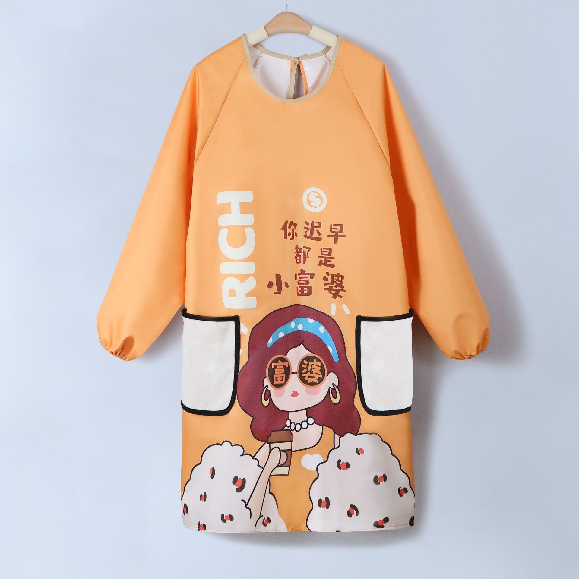 2025 pequeña mujer rica nueva impermeable delantal a prueba de agua a prueba de aceite de mangas largas cocina doméstica cocina de trabajo ropa de trabajo