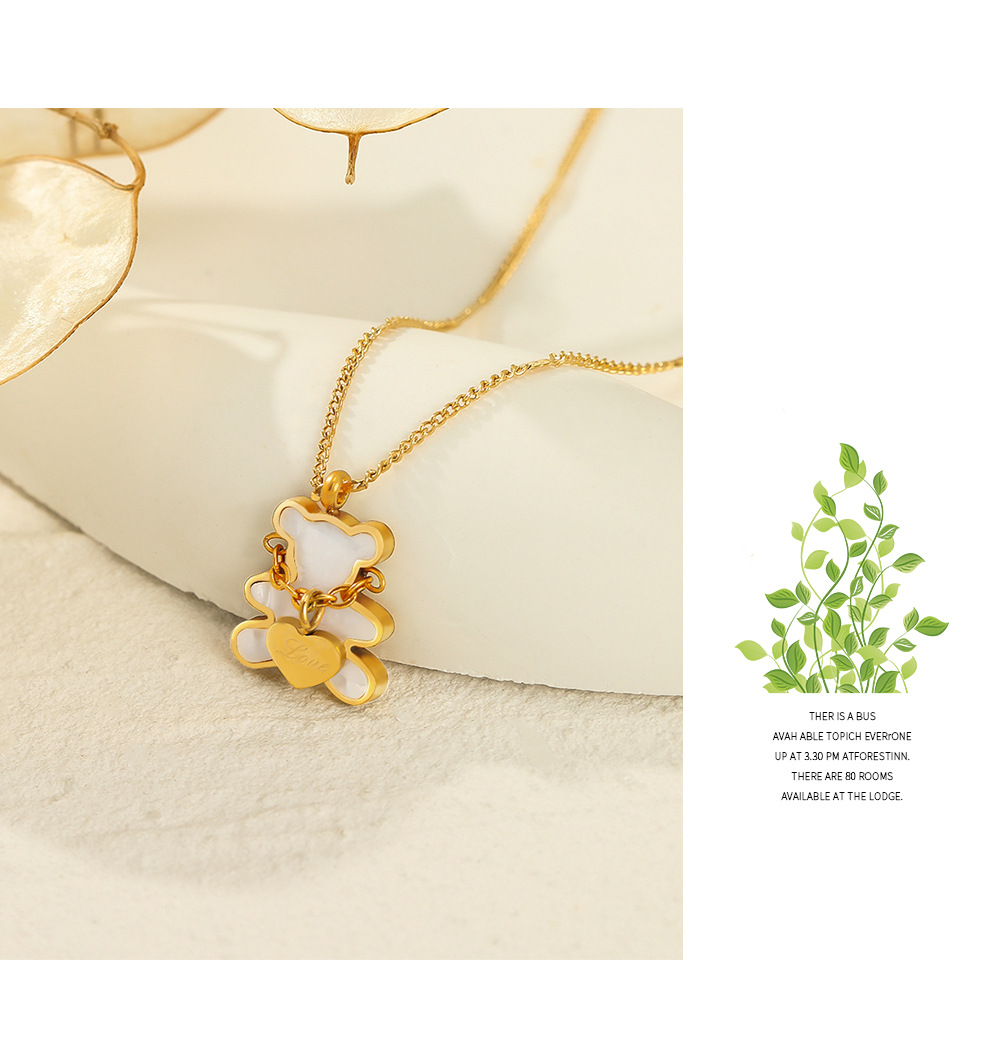 INS Style Bear Stainless Steel Plating Shell Pendant Necklace Colorza_colorza_2