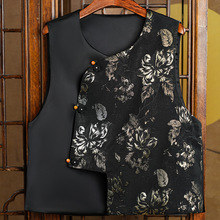 新中式老钱风黑色马甲女浮雕提花国风冬季叠穿背心设计感坎肩上衣