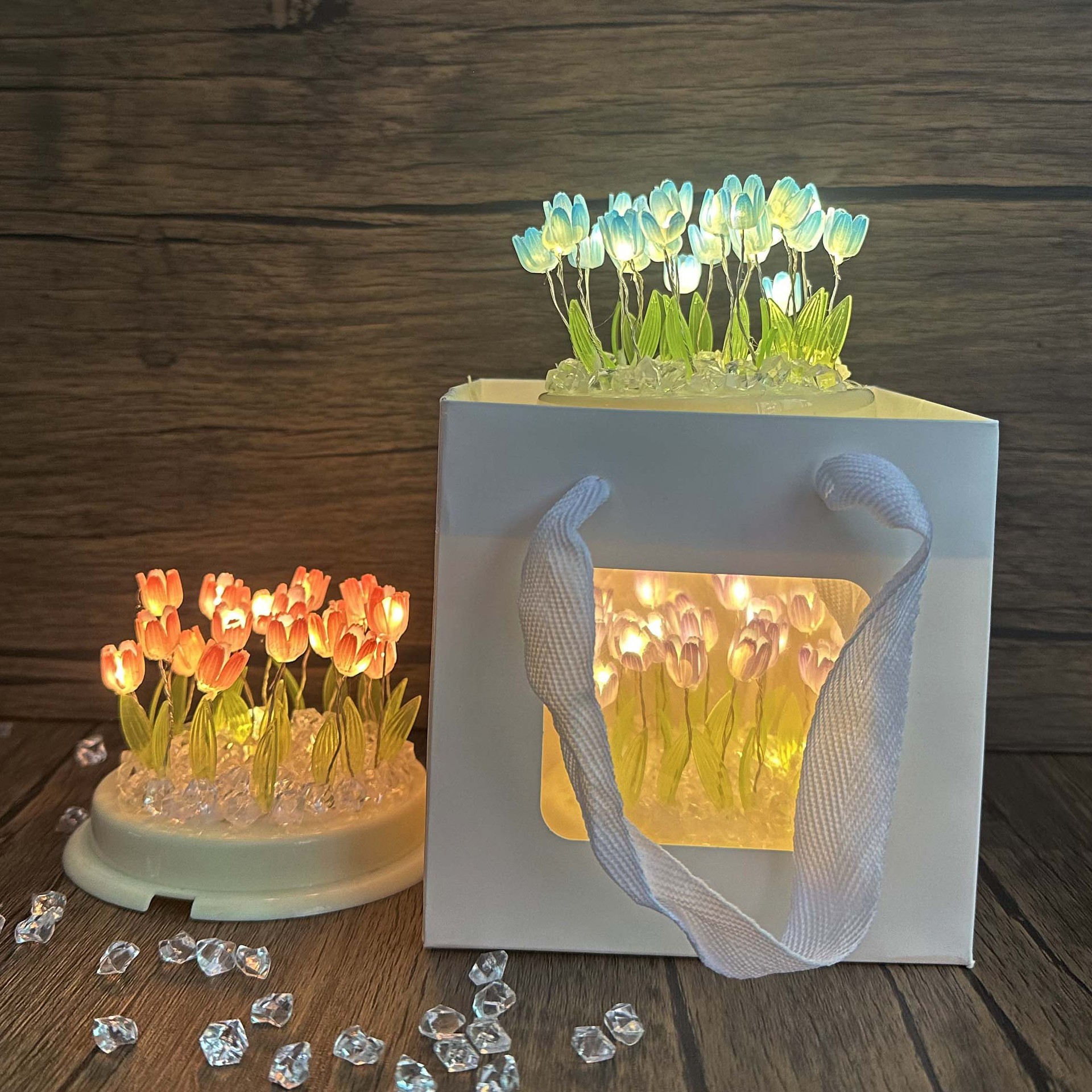 Tulip Night Light f Red luminosa Diy Adornos hechos a mano Luces ambientales para enviar regalos de cumpleaños para novios de niñas