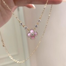 粉色花朵项链少女时尚小众轻奢设计锁骨链个性高级感甜美气质颈链