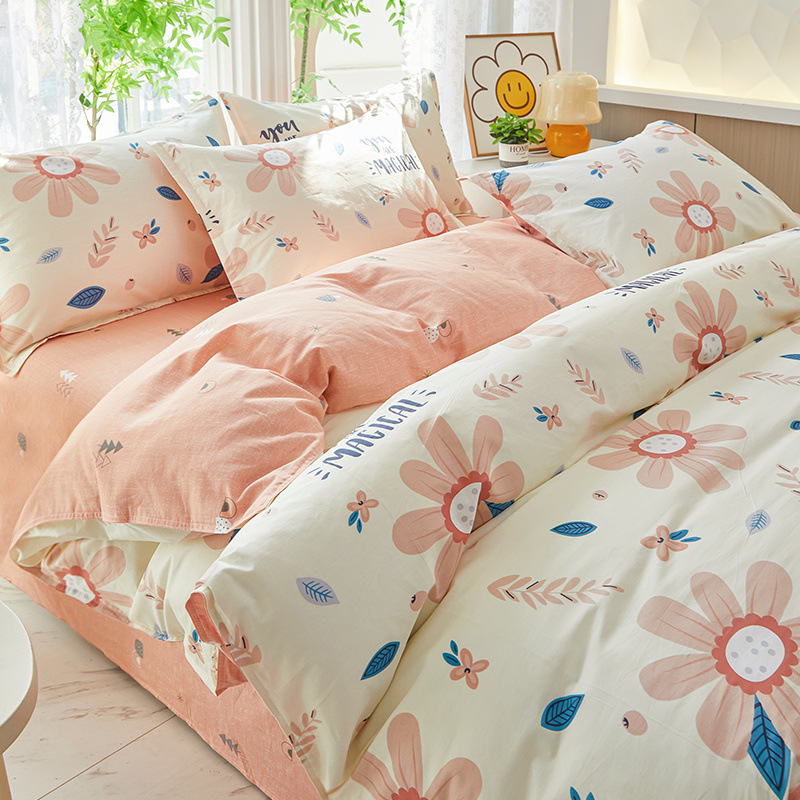 Ropa de cama de tres piezas de dormitorio de algodón fresco 4 ropa de cama de cuatro piezas de algodón 100 sábanas fundas de edredón