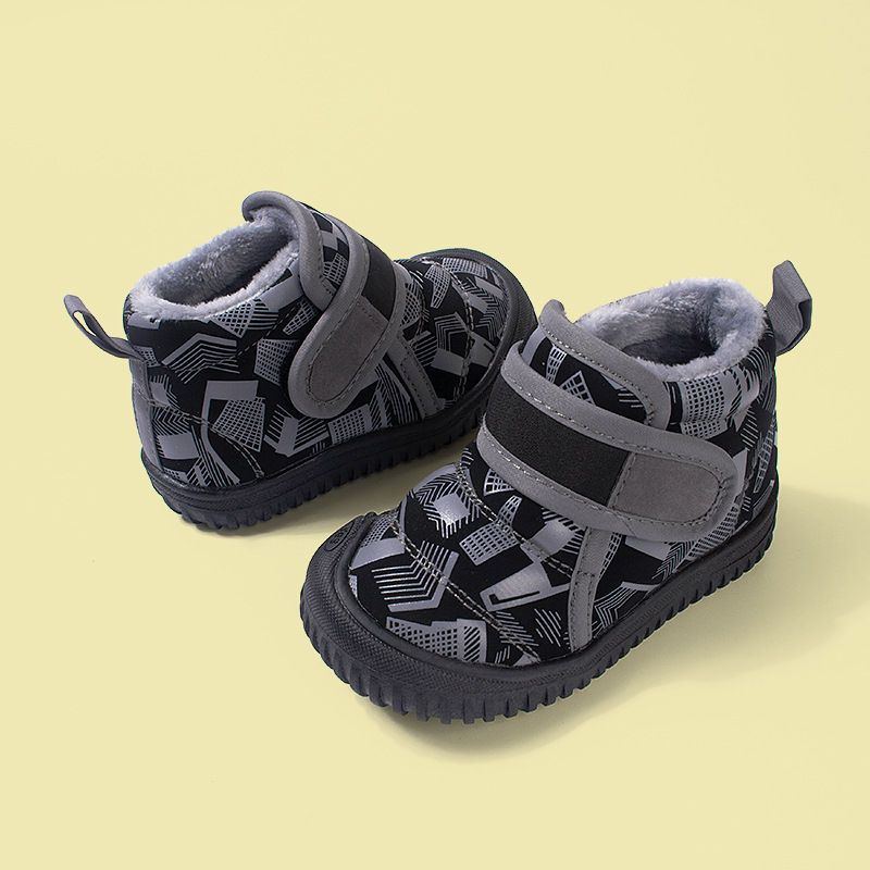 El comercio exterior de invierno en stock botas forradas de lana para niños botas de algodón de bebé cálido inferior suave y casual Velcro niños y niñas zapatos de algodón