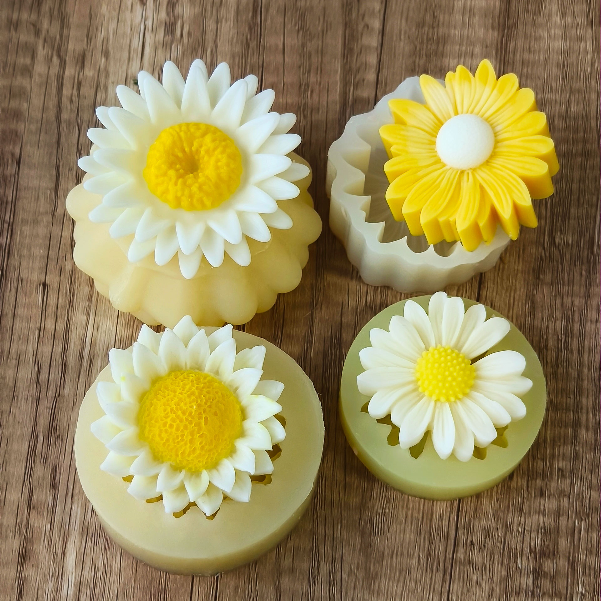 Girasoles flor de sol molde de jabon de banana margarita DIY flores de jabon hecho a mano barra magnética piedra de fragancia abrasiva