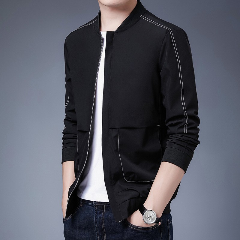 Primavera y otoño chaqueta de hombre, nuevo estilo coreano de tendencia delgada, cuello de béisbol, guapo, chaqueta casual de hombre.